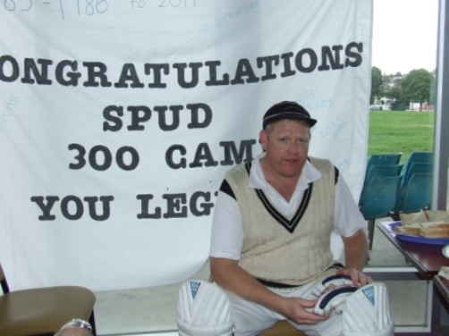 He really is a legend: Spud with his banner. He really is a legend: Spud with his banner.